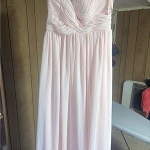 Bill Levkoff Strapless Blush Pleated Gown